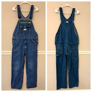 Liberty rigid blue denim jean bib overalls. 32x28